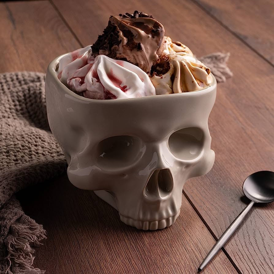 Skull Pasta Bowl Halloween Tableware Home Bar Gourmet Candy Bowl Retro Gothic Table Decor - Image 4