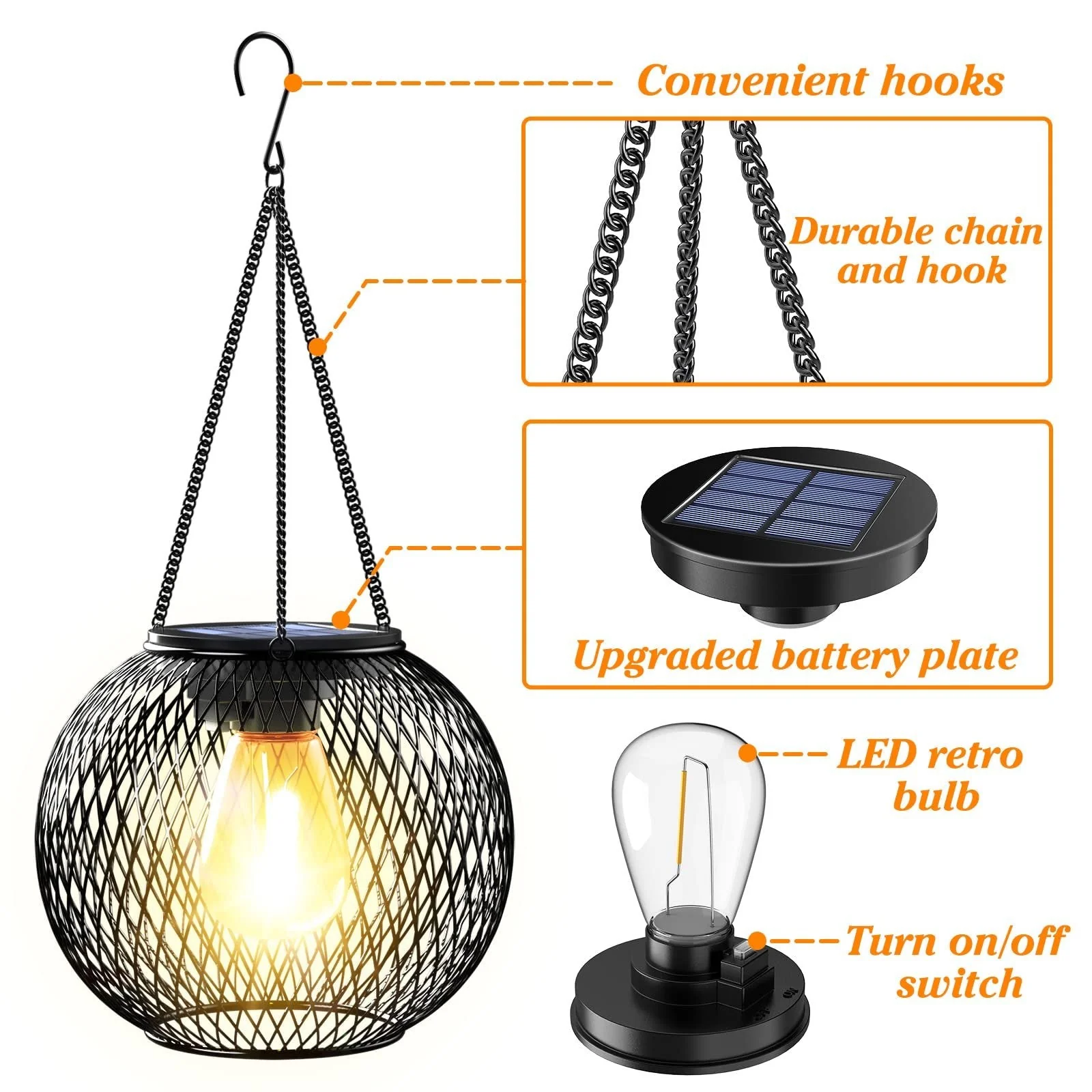 Solar Outdoor Lights Upgraded Hanging Lantern - Image 6