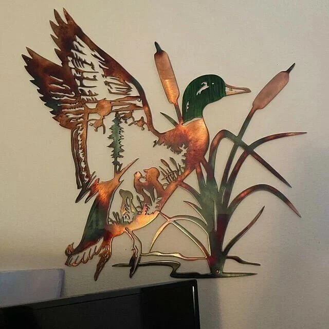 Solo Mallard Hunting & Trout Fishing Scene Metal Wall Art - Image 10