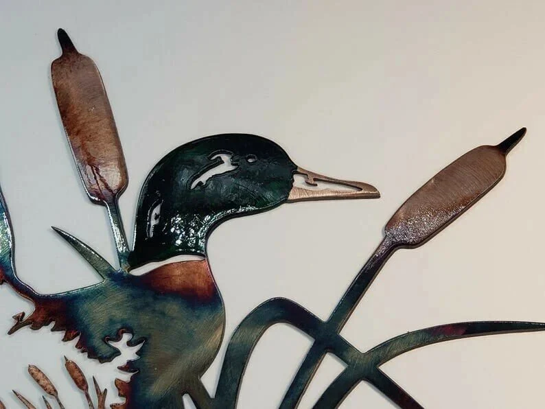 Solo Mallard Hunting & Trout Fishing Scene Metal Wall Art - Image 7
