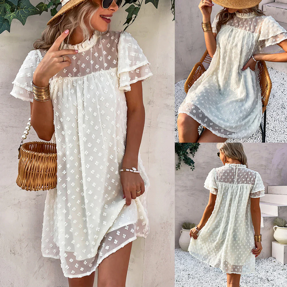 2023  New Summer fashion  Girly Jacquard Sexy Straight Dress - Image 2