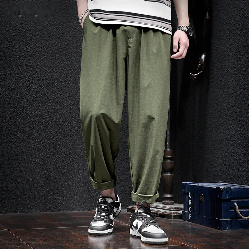 Summer ice silk thin workwear quick-drying ultra-thin nine-point harem pants - Image 3