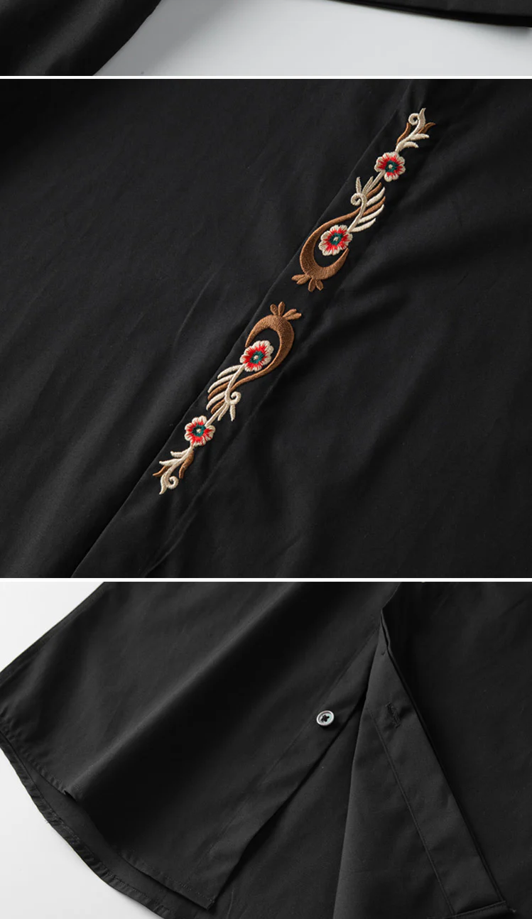 Summer short-sleeved phoenix tail embroidery men's shirt classic style - Image 9