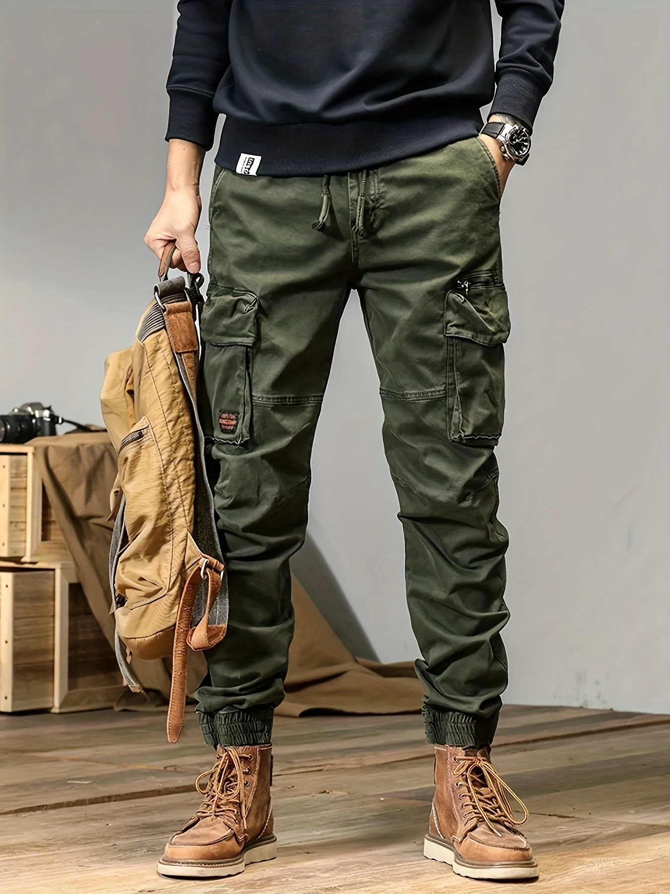 Simple and versatile high street design loose wear-resistant workwear casual pants - Image 5