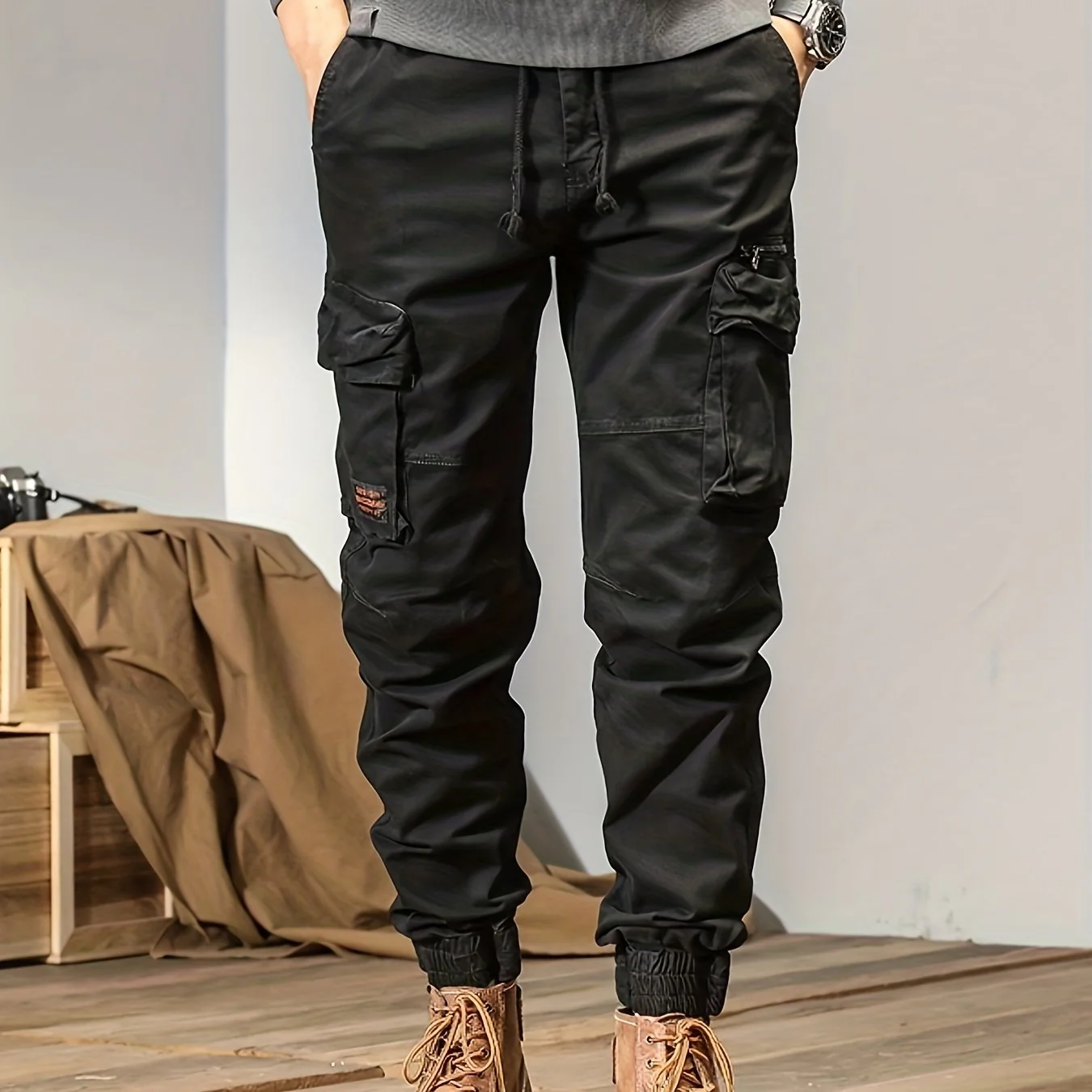Simple and versatile high street design loose wear-resistant workwear casual pants - Image 6