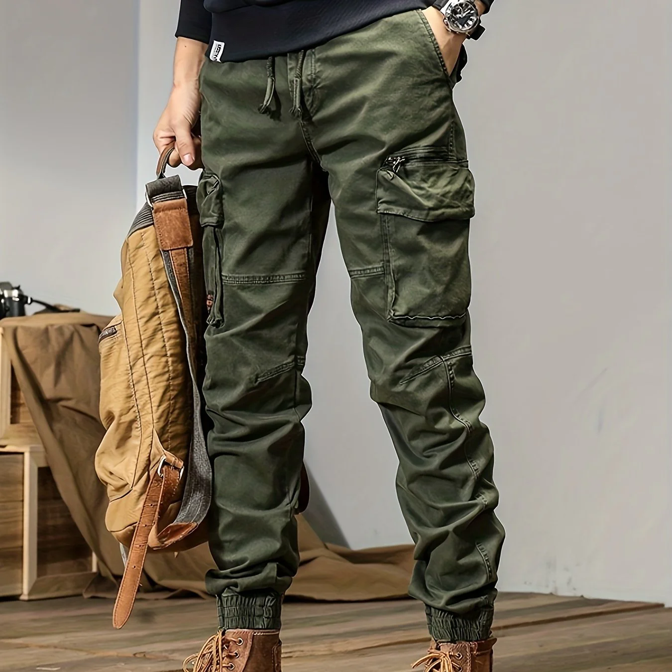 Simple and versatile high street design loose wear-resistant workwear casual pants - Image 8
