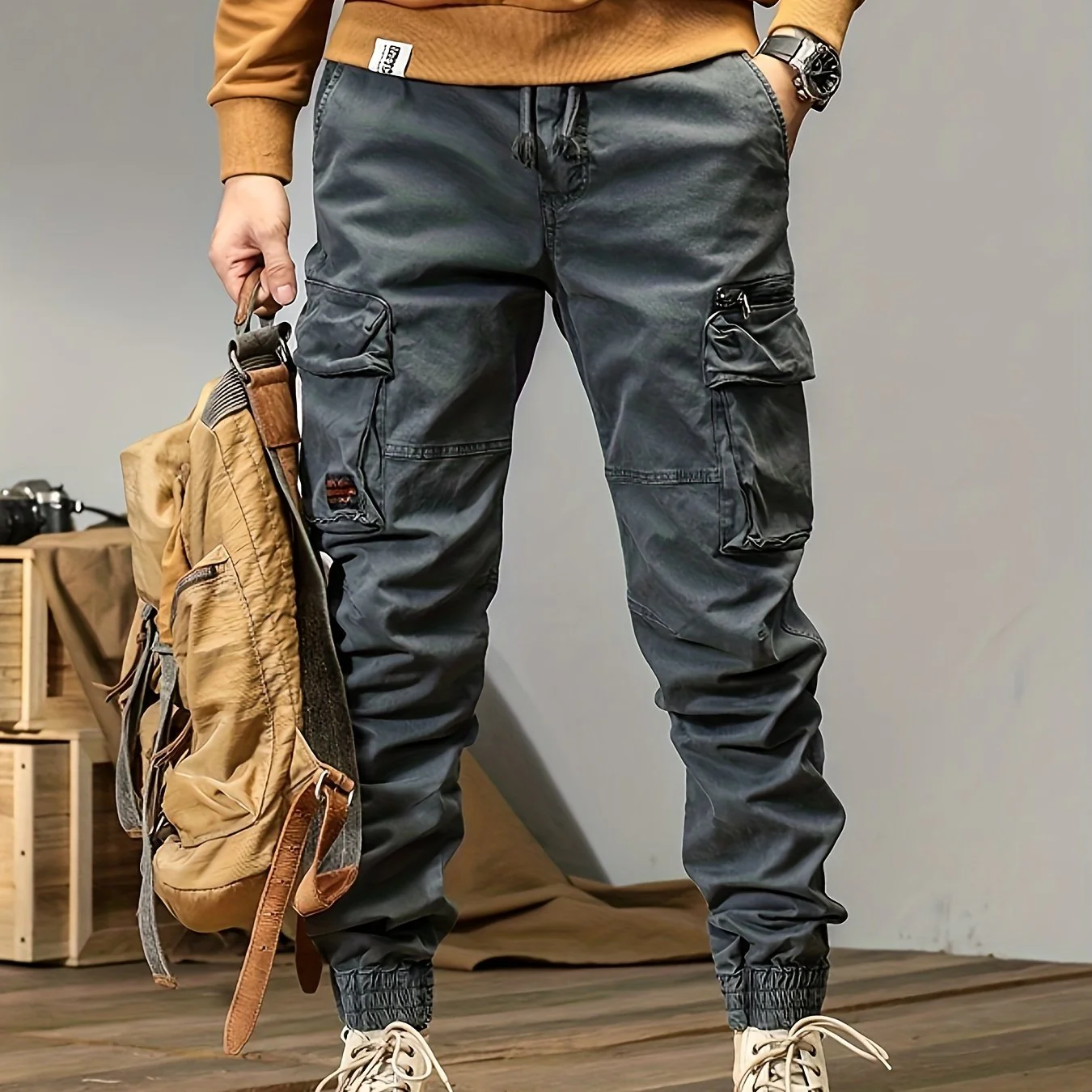Simple and versatile high street design loose wear-resistant workwear casual pants - Image 9