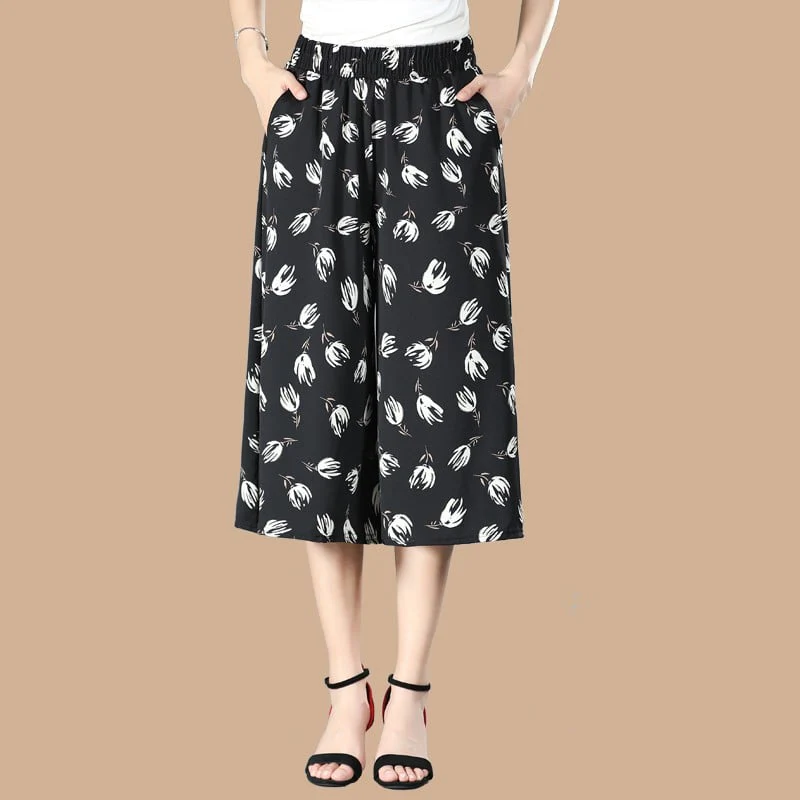 Women's High Elastic Waist Pleated Chiffon Wide Leg - Image 11