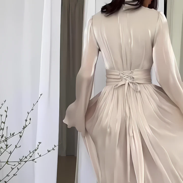 Women's fashionable and elegant party round neck sexy long dress - Image 2