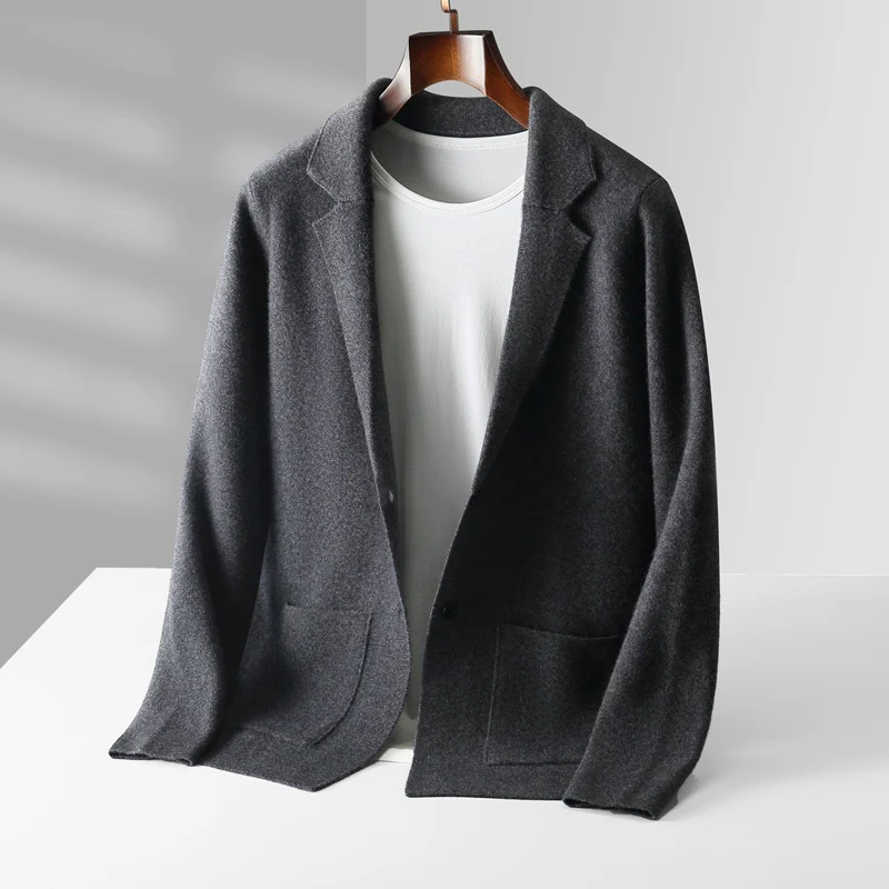 Wool Cardigan Set Lapel Jacket Knitted Casual Suit Jacket Top - Image 10