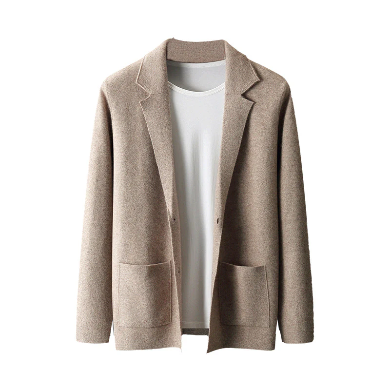 Wool Cardigan Set Lapel Jacket Knitted Casual Suit Jacket Top - Image 7