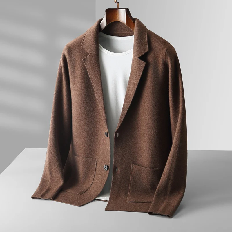 Wool Cardigan Set Lapel Jacket Knitted Casual Suit Jacket Top - Image 8
