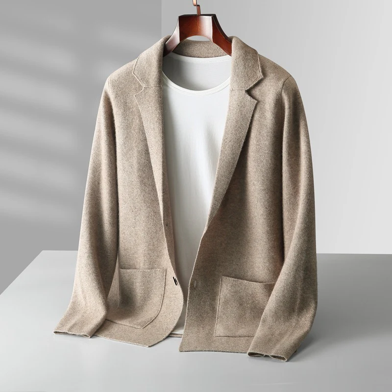 Wool Cardigan Set Lapel Jacket Knitted Casual Suit Jacket Top - Image 9